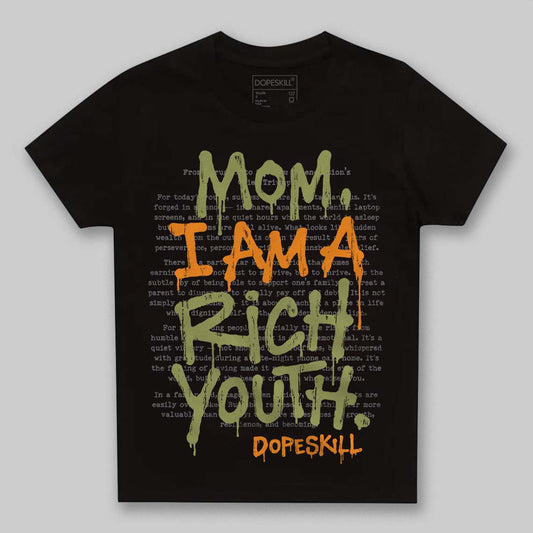 Olive Sneakers DopeSkill Toddler Kids T-shirt Mom, I Am A Rich Youth Graphic Streetwear - Black