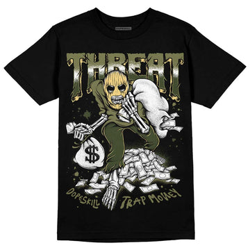 Jordan 4 Retro SE Craft Medium Olive DopeSkill T-Shirt Threat Graphic Streetwear - Black