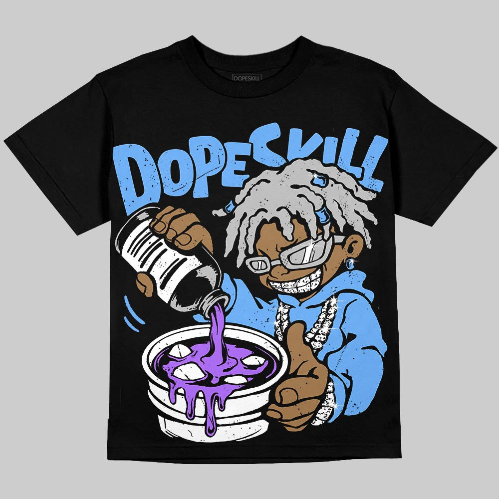 Jordan 5 Black University Blue DopeSkill T-Shirt Pour Up Graphic Streetwear - Black