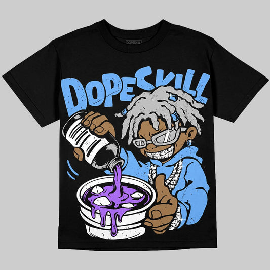 Jordan 5 Black University Blue DopeSkill T-Shirt Pour Up Graphic Streetwear - Black