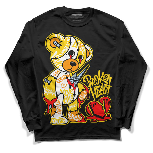Jordan 6 “Yellow Ochre” DopeSkill Long Sleeve T-Shirt Broken Heart Graphic Streetwear - Black