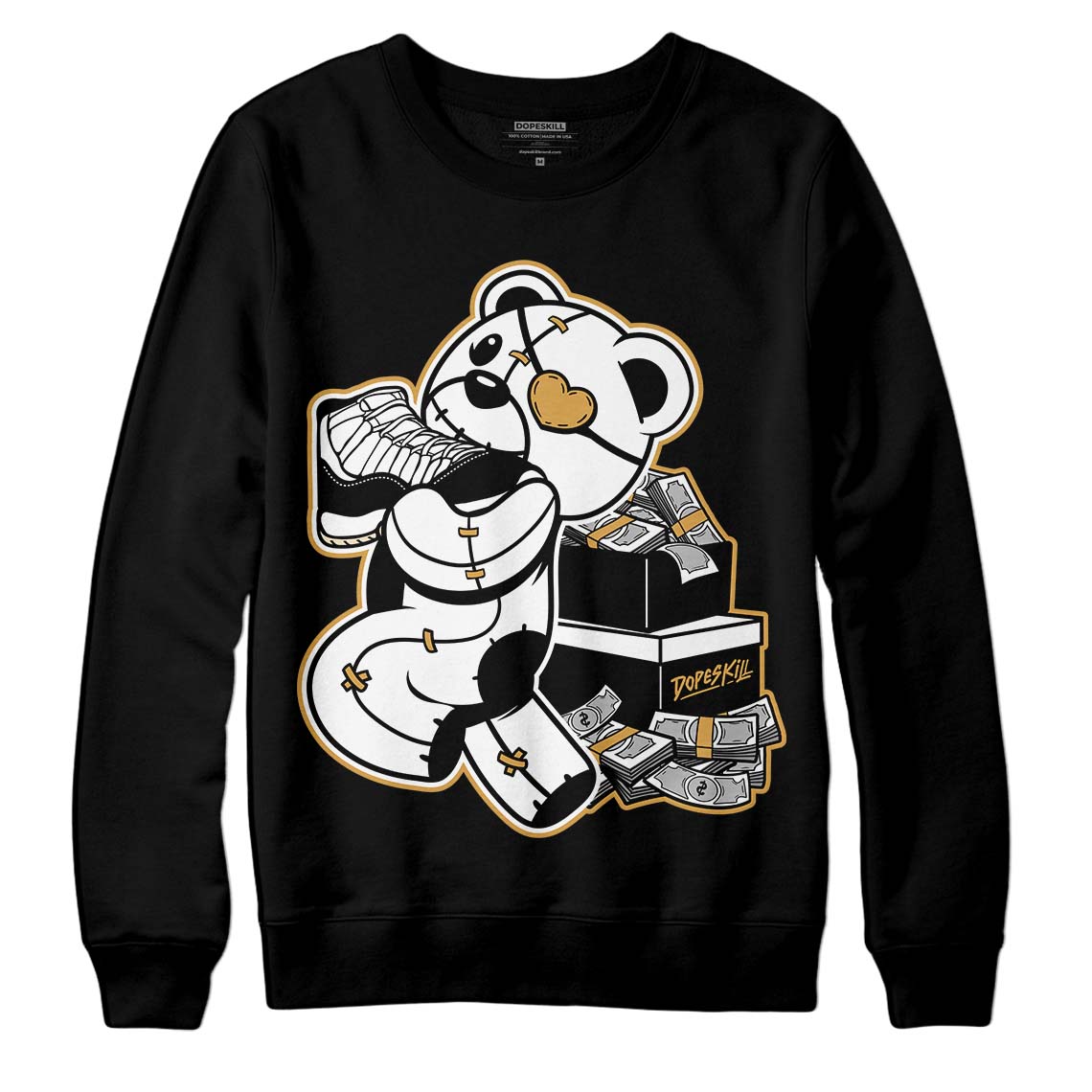 Jordan 11 "Gratitude" DopeSkill Sweatshirt Bear Steals Sneaker Graphic Streetwear - Black 