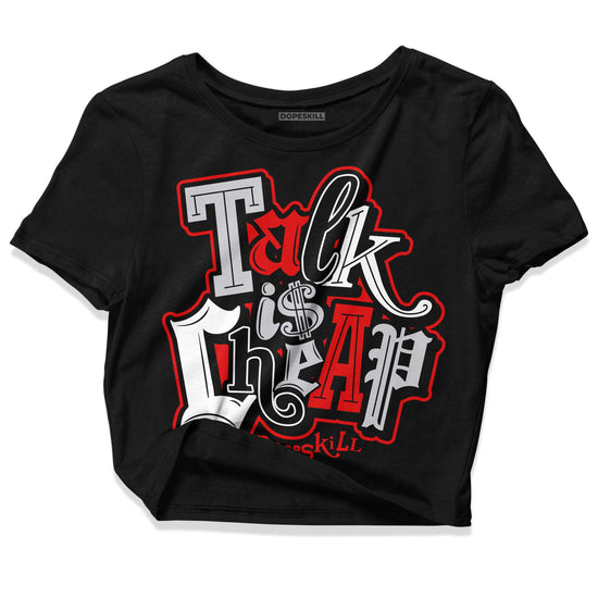 Jordan 2 Retro "Black Cement" DopeSkill Women's Crop Top Talk Is Chip Graphic Streetwear - Black