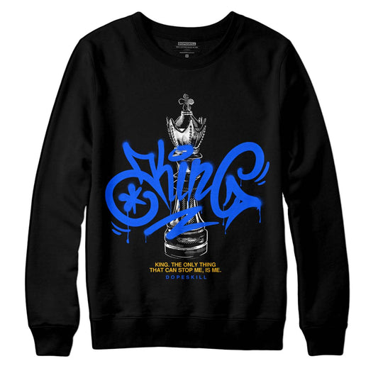 Royal Blue Sneakers DopeSkill Sweatshirt King Chess Graphic Streetwear - Black