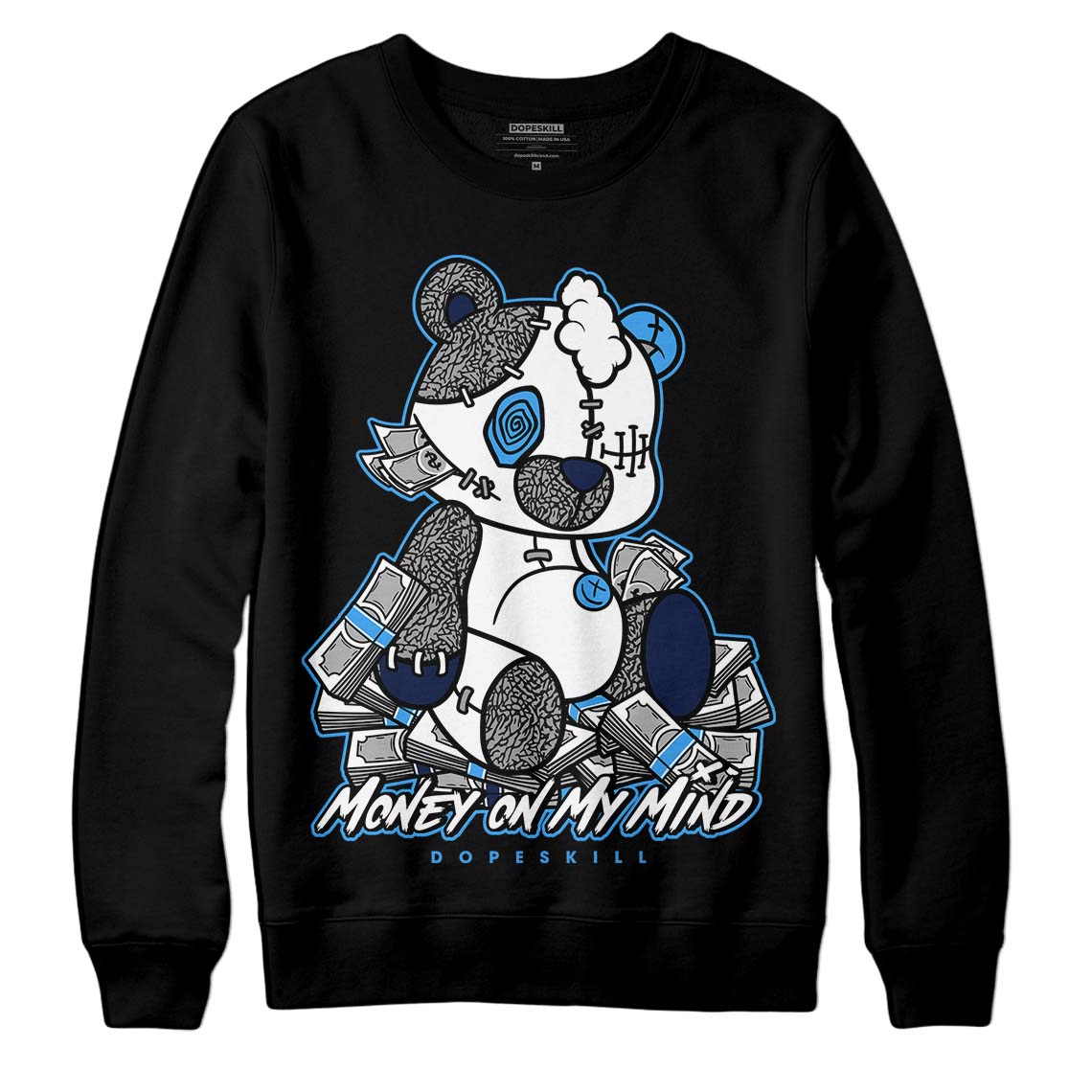 Jordan 3 "Midnight Navy" DopeSkill Sweatshirt MOMM Bear  Graphic Streetwear - Black 