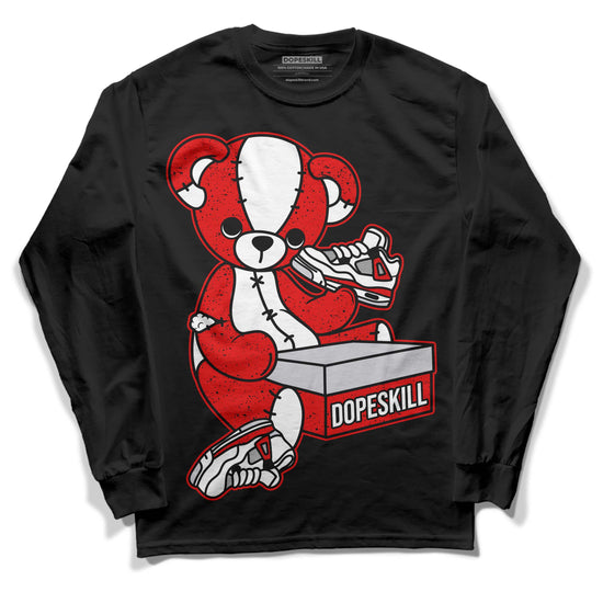 Jordan 4 Retro Red Cement DopeSkill Long Sleeve T-Shirt Sneakerhead BEAR Graphic Streetwear - Black