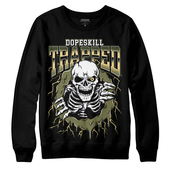 Jordan 4 Retro SE Craft Medium Olive DopeSkill Sweatshirt Trapped Halloween Graphic Streetwear - Black