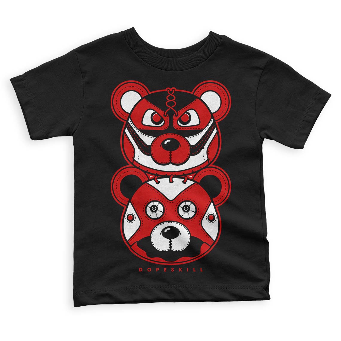 Jordan 1 Retro Low "Black Toe" DopeSkill Toddler Kids T-shirt Leather Bear Graphic Streetwear - Black