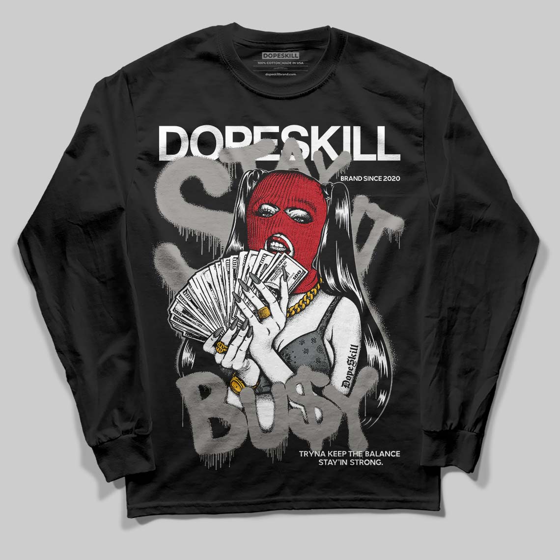 Jordan 9 Cool Grey DopeSkill Long Sleeve T-Shirt Stay It Busy Graphic Streetwear - Black