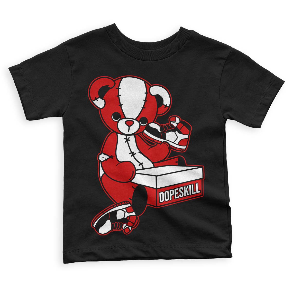 Jordan 1 Retro Low "Black Toe" DopeSkill Toddler Kids T-shirt Sneakerhead BEAR Graphic Streetwear - Black