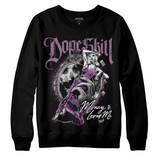 Jordan 2 “Mauve/Off-Noir” DopeSkill Sweatshirt Money Loves Me Graphic Streetwear - Black 