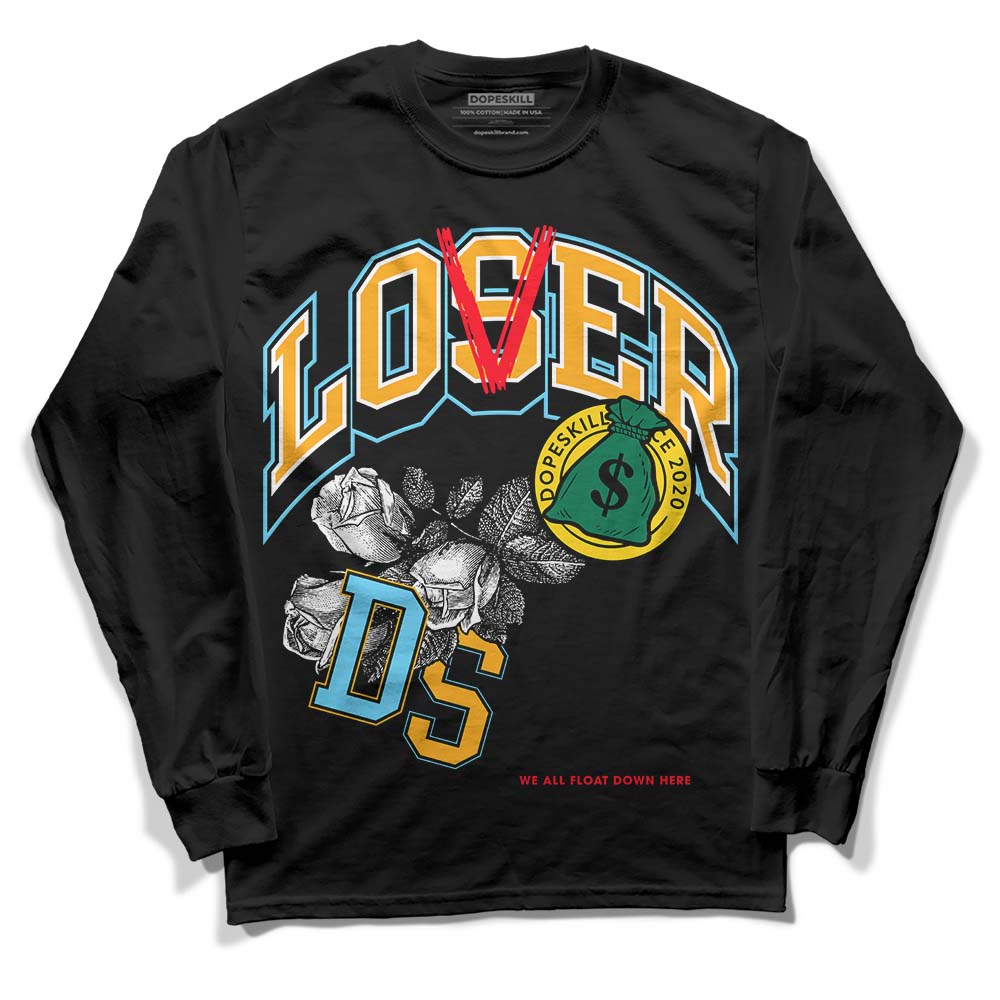 Jordan 1 Mid GS 'Six Championships DopeSkill Long Sleeve T-Shirt Loser Lover Graphic Streetwear - Black