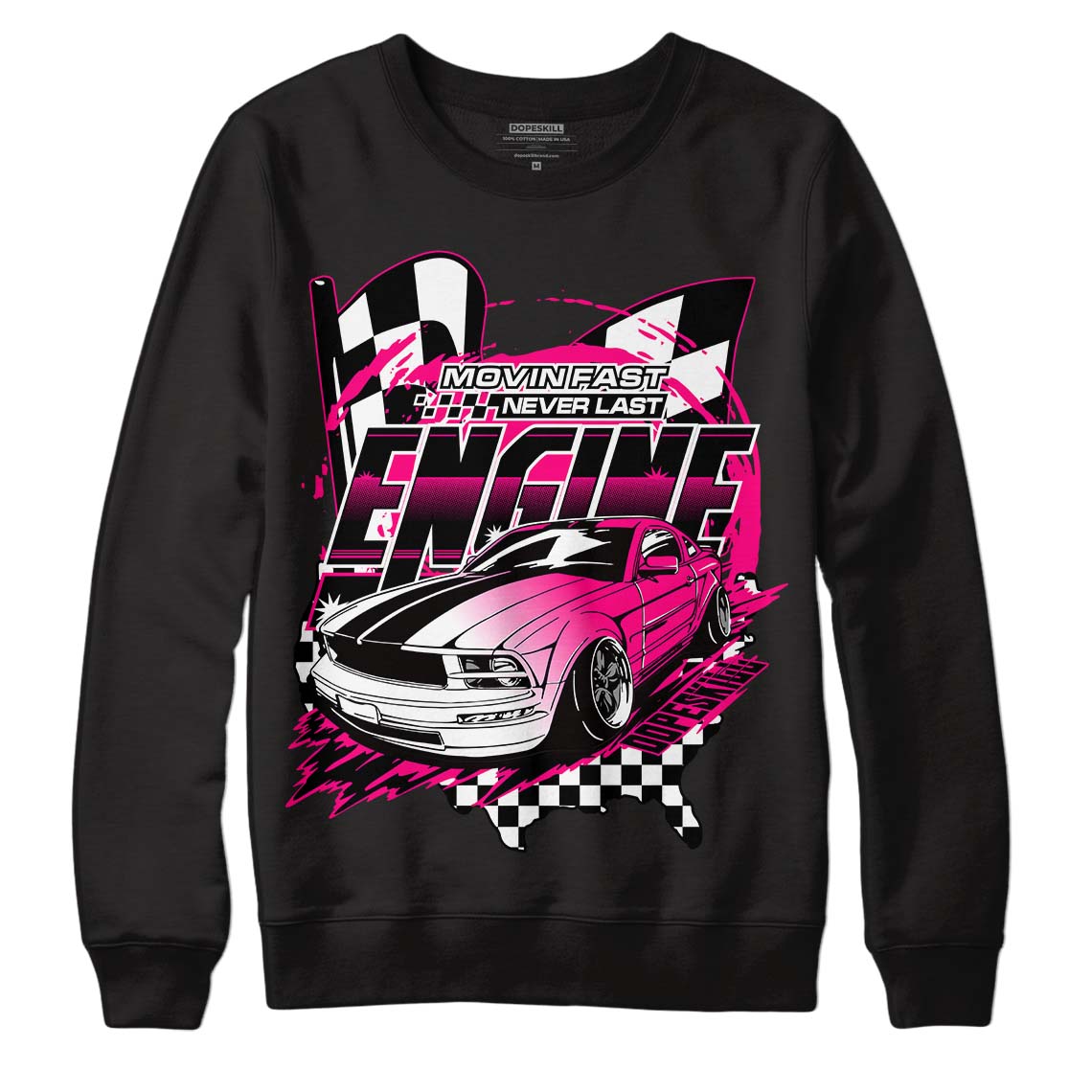 Jordan 1 Low GS “Fierce Pink” Dopeskill Sweatshirt ENGINE Tshirt Graphic Streetwear - Black