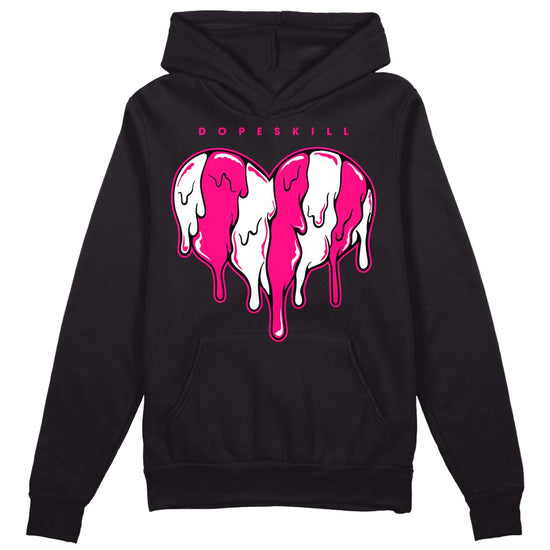 Jordan 1 Low GS “Fierce Pink” Dopeskill Hoodie Sweatshirt Slime Drip Heart Graphic Streetwear - Black