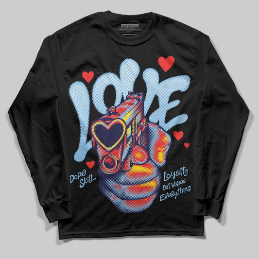 University Blue Sneakers DopeSkill Long Sleeve T-Shirt Love Shot Graphic Streetwear - Black