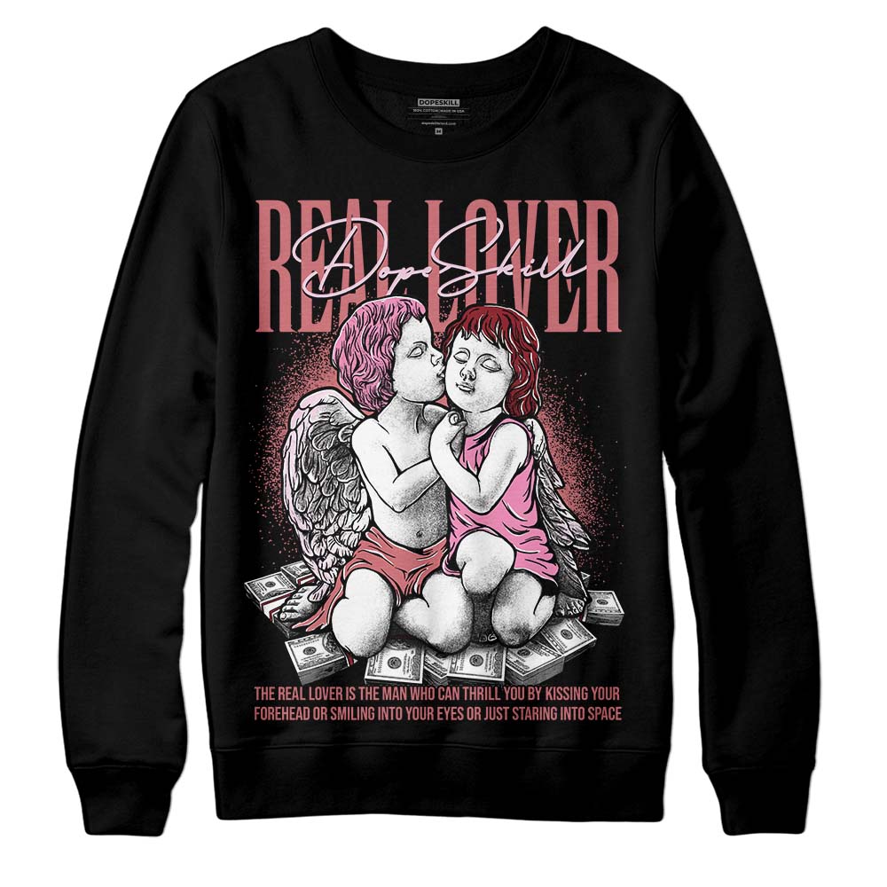 Valentine's Day Collection DopeSkill Sweatshirt Real Lover Graphic Streetwear - Black