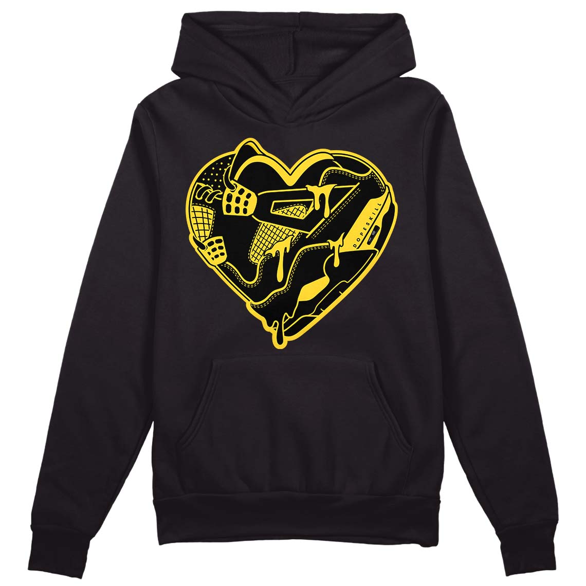 Jordan 4 Tour Yellow Thunder DopeSkill Hoodie Sweatshirt Heart Jordan 4 Graphic Streetwear - Black