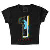 Jordan 1 Mid GS 'Six Championships' DopeSkill Women's Crop Top No.1 Graphic Streetwear - Black