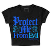 Royal Blue Sneakers DopeSkill Women's Crop Top Protect Me From Evil Graphic Streetwear - Black