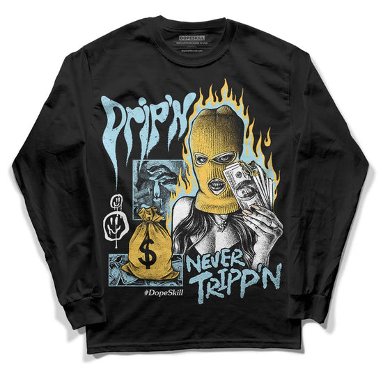 Jordan 13 “Blue Grey” DopeSkill Long Sleeve T-Shirt Drip'n Never Tripp'n Graphic Streetwear - Black