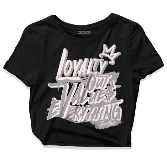 Jordan 2 Cement Grey DopeSkill Women's Crop Top LOVE Graphic Streetwear - Black