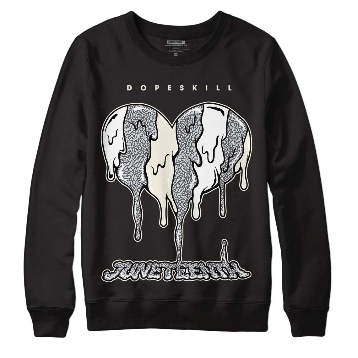 Jordan 1 Retro Low OG Black Cement DopeSkill Sweatshirt Juneteenth Heart Graphic Streetwear - Black