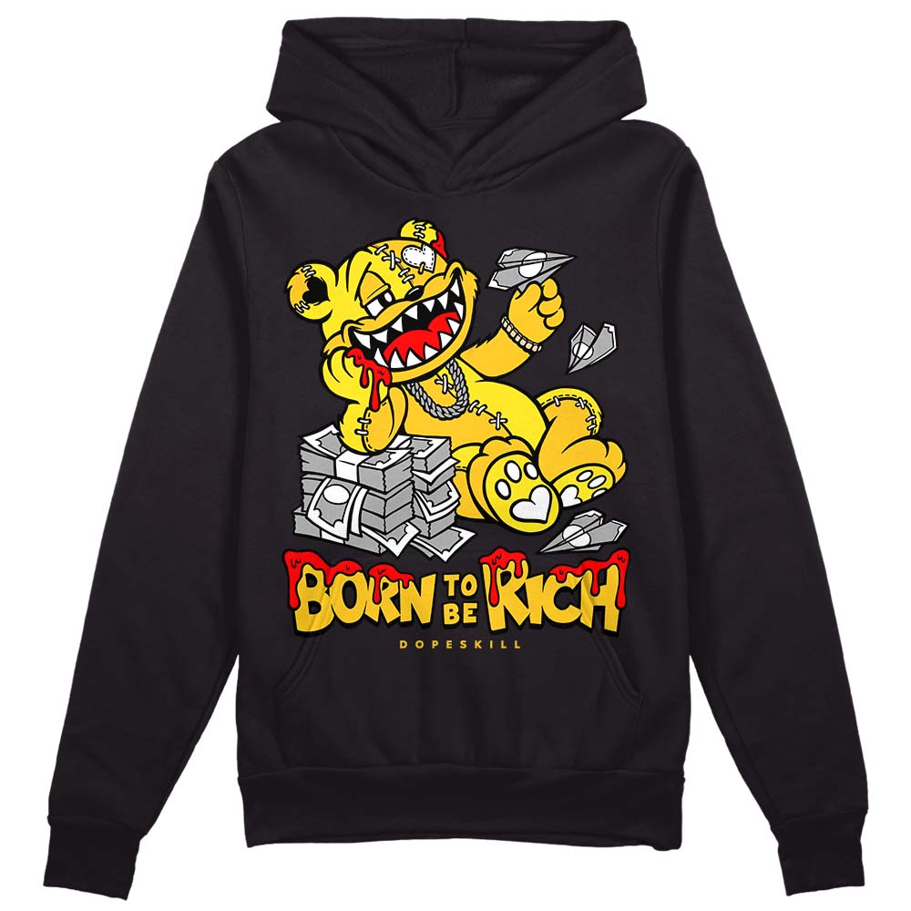 Jordan 4 Retro “Vivid Sulfur” DopeSkill Hoodie Sweatshirt Born To Be Rich Graphic Streetwear - Black