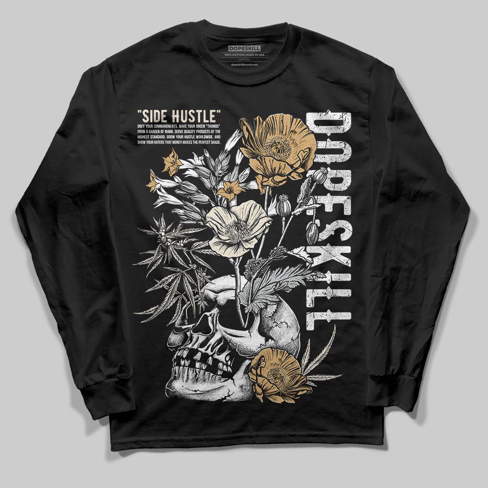 Jordan 5 Retro Reverse Metallic DopeSkill Long Sleeve T-Shirt Side Hustle Graphic Streetwear - Black