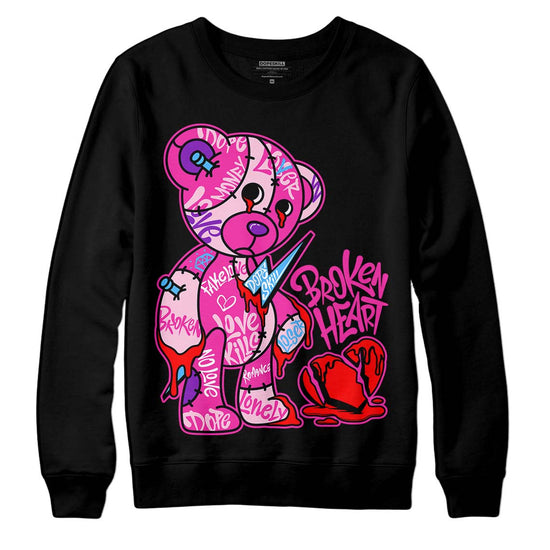 Pink Sneakers DopeSkill Sweatshirt Broken Heart Graphic Streetwear - Black