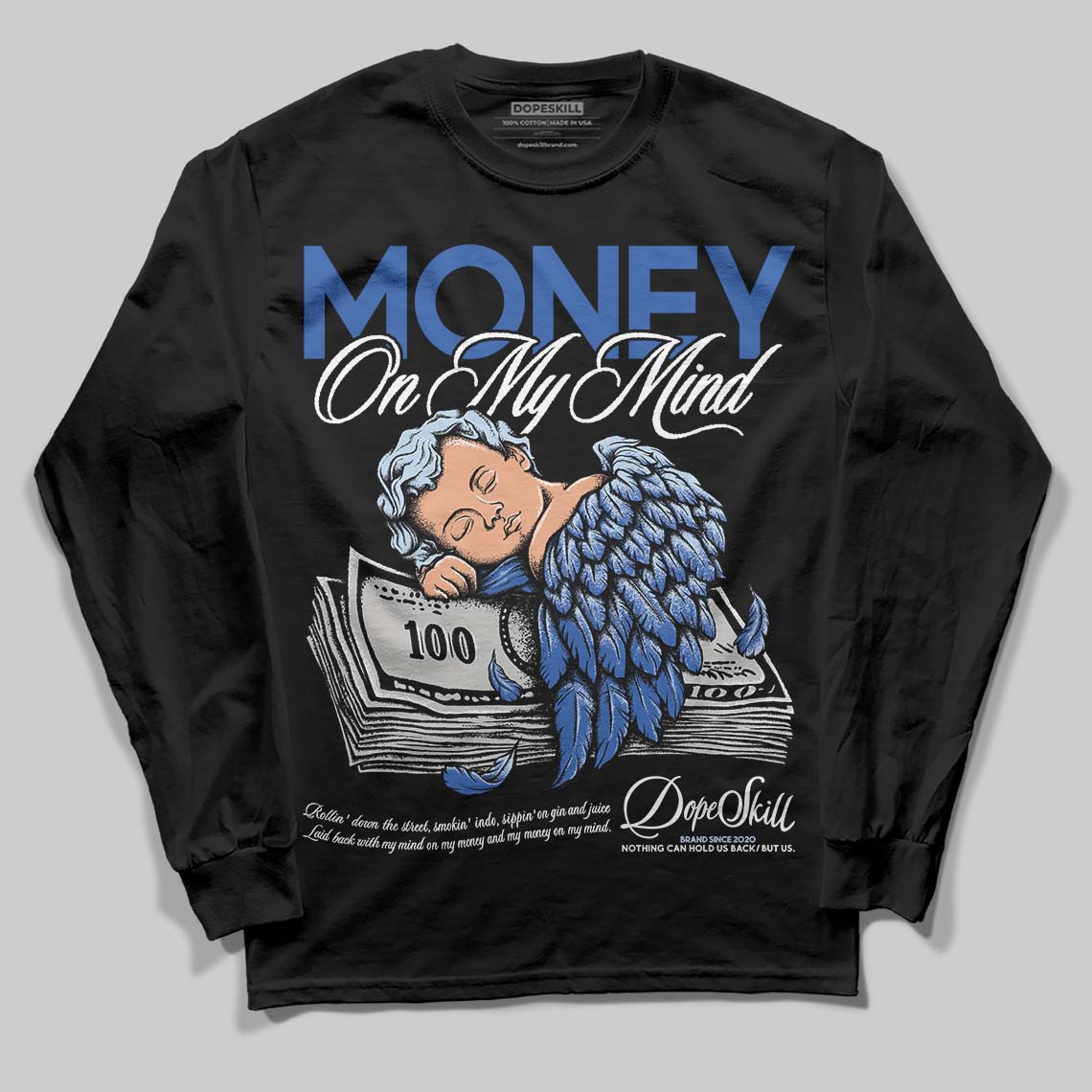 Awake NY x Jordan 5 Retro 'Black Racer Blue' DopeSkill Long Sleeve T-Shirt MOMM Graphic Streetwear - Black