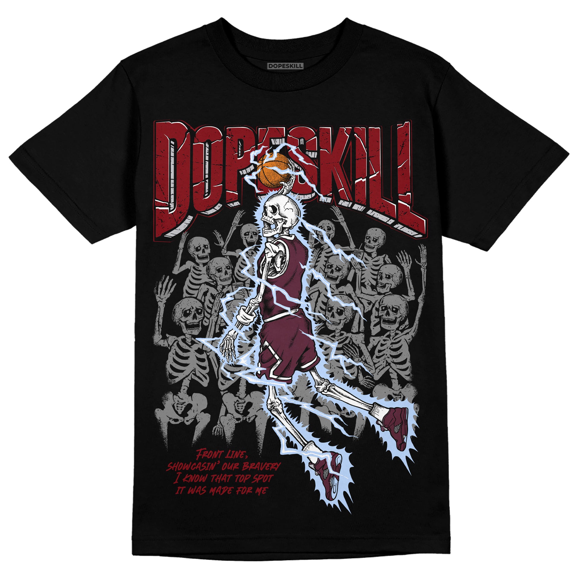 Jordan 5 Retro Burgundy (2023) DopeSkill T-Shirt Thunder Dunk Graphic Streetwear - Black 