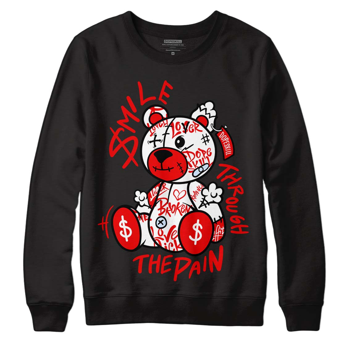 Cherry 11s DopeSkill Sweatshirt Smile Through The Pain Graphic – DOPESKILL
