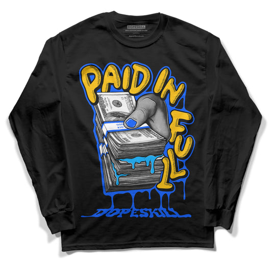 Royal Blue Sneakers DopeSkill Long Sleeve T-Shirt Paid In Full Graphic Streetwear - Black