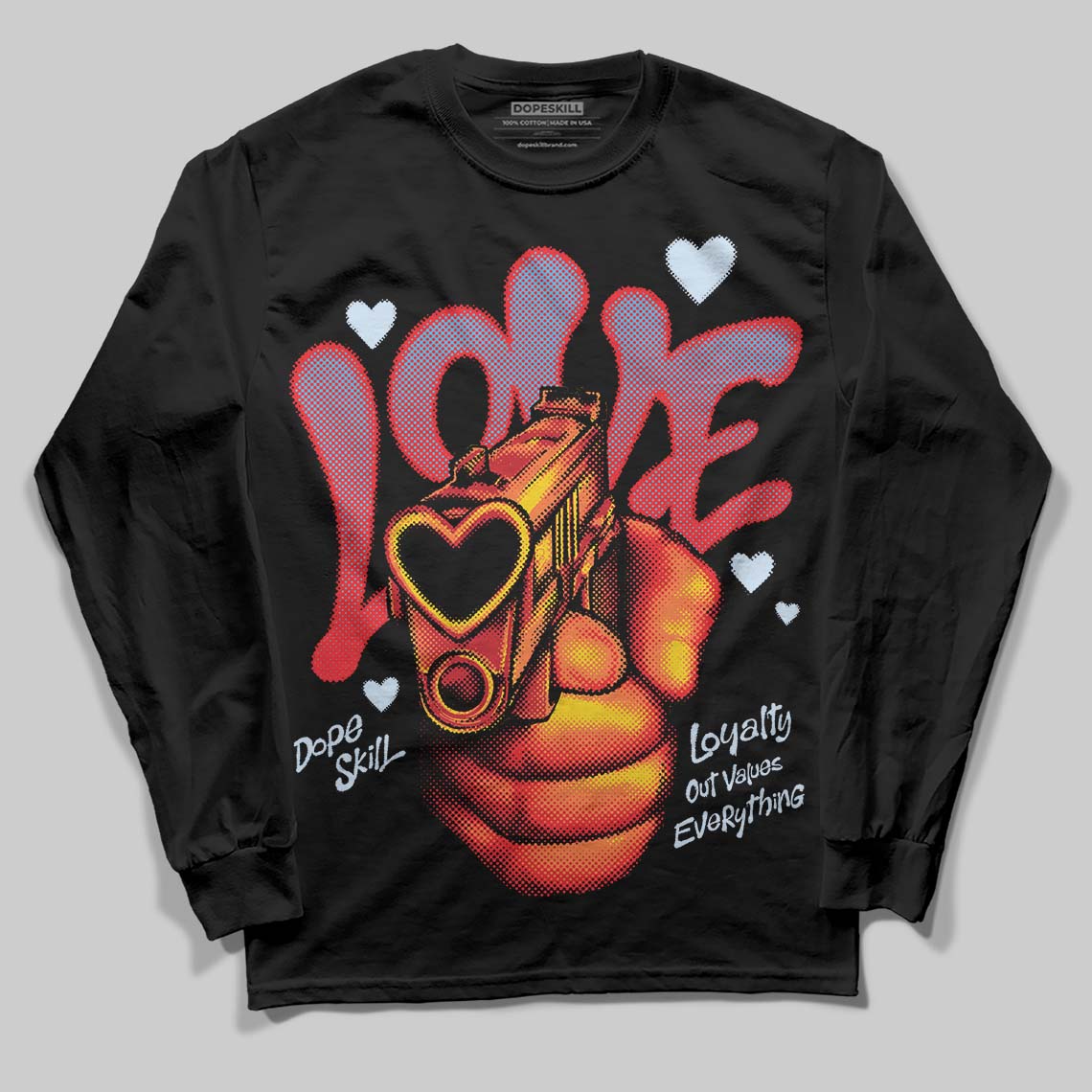Jordan 11 Retro Cherry DopeSkill Long Sleeve T-Shirt Love Shot Graphic Streetwear - black
