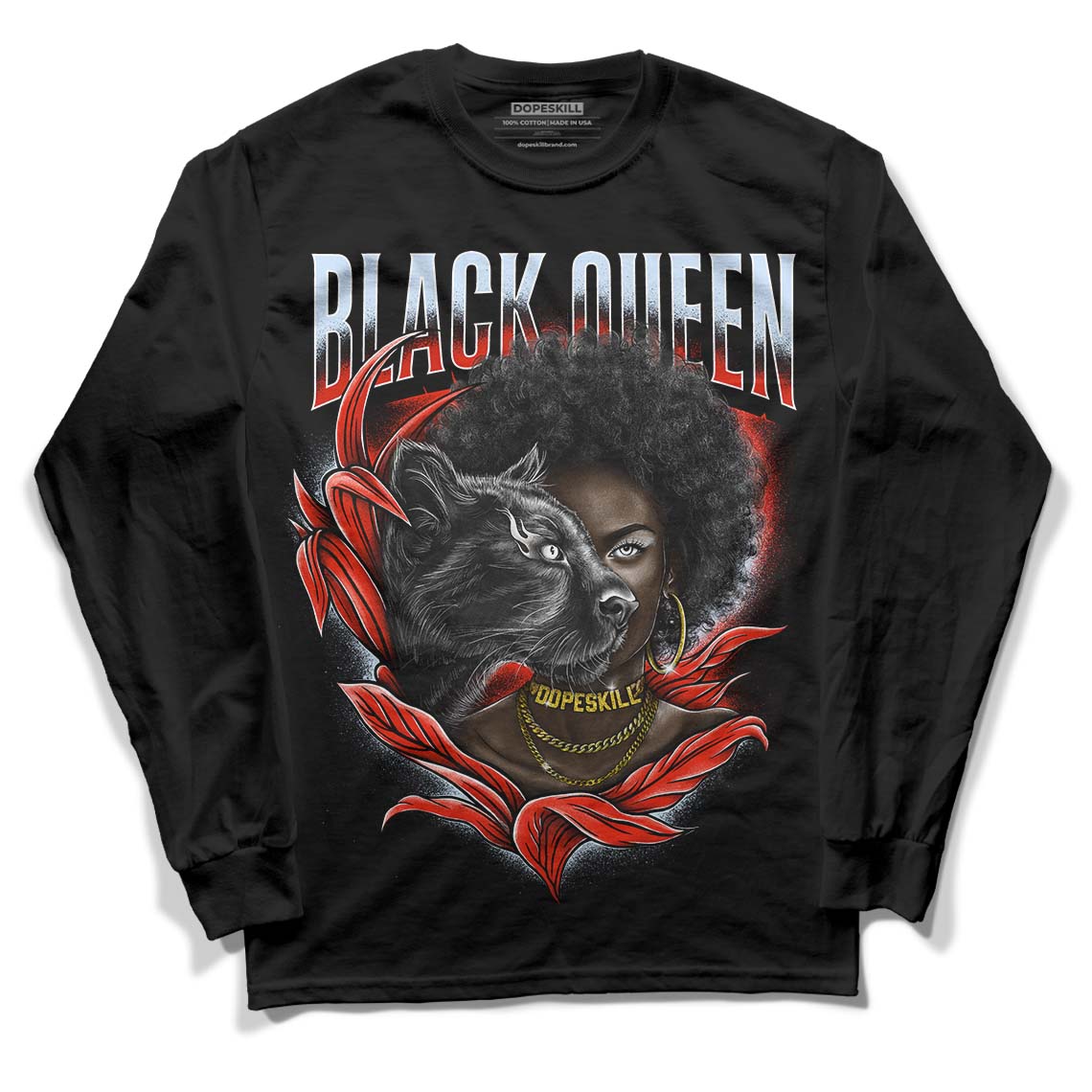 Jordan 6 Retro Toro Bravo DopeSkill Long Sleeve T-Shirt New Black Queen Graphic Streetwear - Black