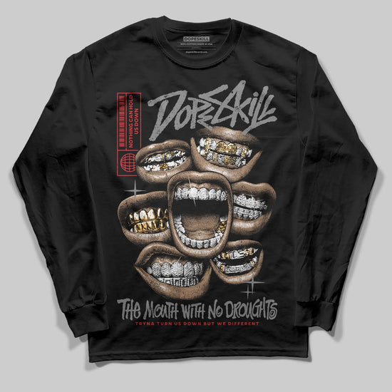 Jordan 10 Retro Shadow (2025) DopeSkill Long Sleeve T-Shirt The Mouth With No Droughts Graphic Streetwear - Black