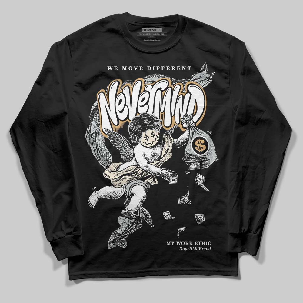 Jordan 5 Retro Reverse Metallic DopeSkill Long Sleeve T-Shirt Nevermind Graphic Streetwear - Black