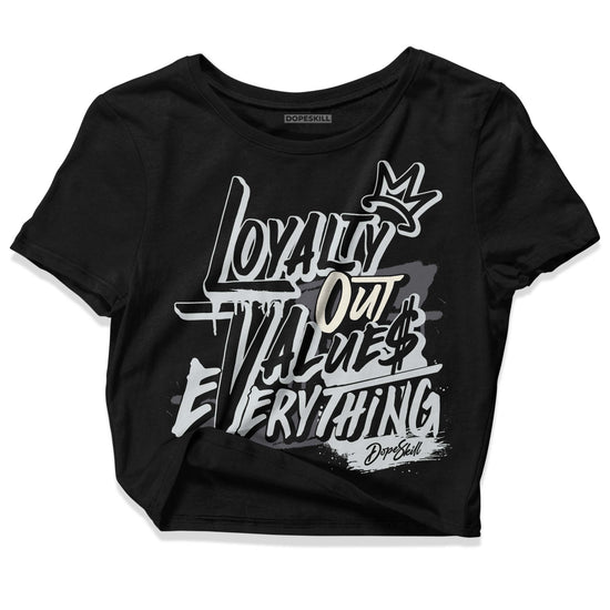 Jordan 1 Retro Low OG Black Cement DopeSkill Women's Crop Top LOVE Graphic Streetwear - Black