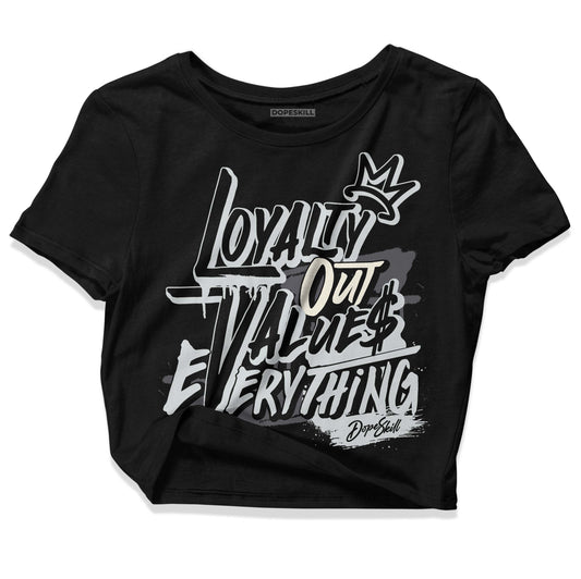 Jordan 1 Retro Low OG Black Cement DopeSkill Women's Crop Top LOVE Graphic Streetwear - Black