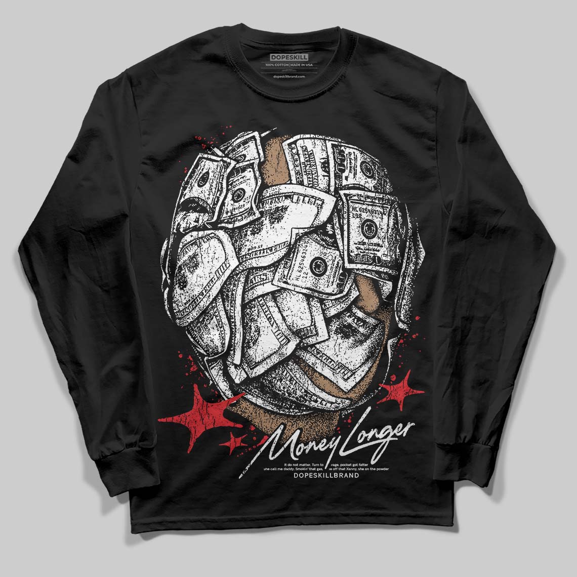 Dunk Low Panda White Black DopeSkill Long Sleeve T-Shirt Money Longer Graphic Streetwear - Black