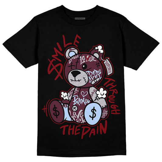 Jordan 5 Retro Burgundy (2023) DopeSkill T-Shirt Smile Through The Pain Graphic Streetwear - Black