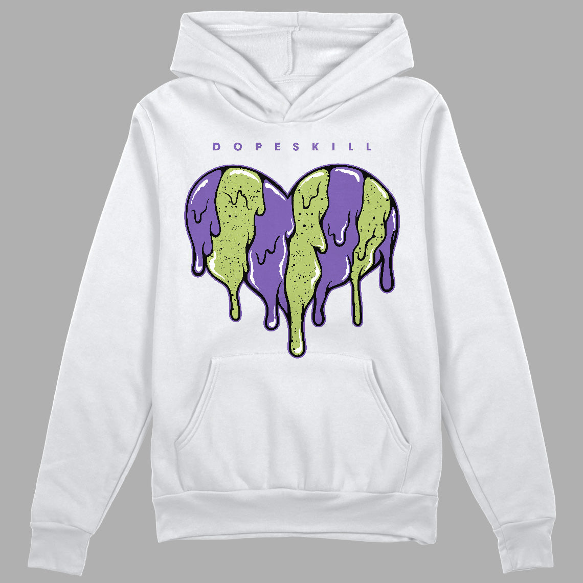 Jordan 4 Canyon Purple DopeSkill Hoodie Sweatshirt Slime Drip Heart Graphic Streetwear - White 