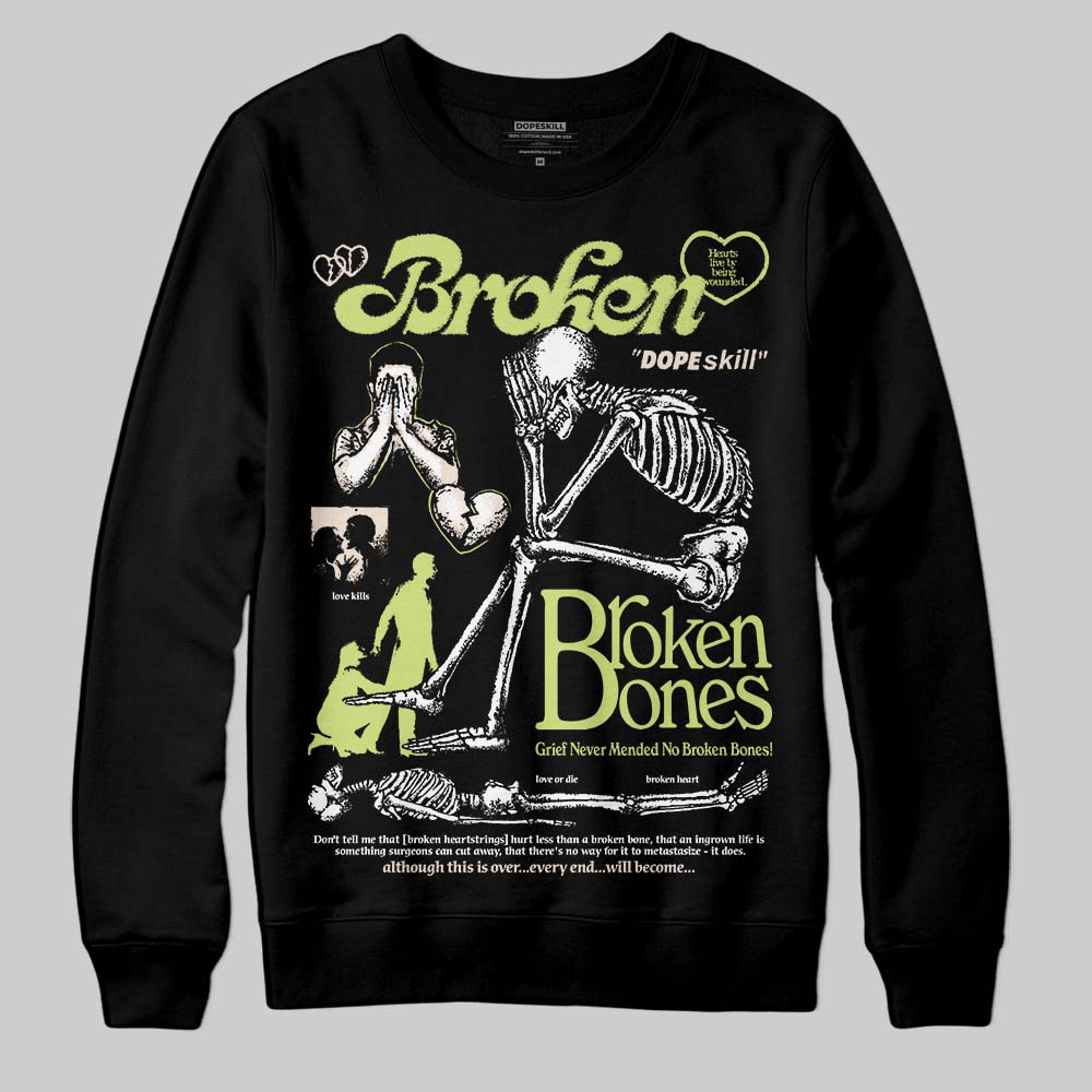 Jordan 5 “Luminous Green” DopeSkill Sweatshirt Broken Bones Graphic Streetwear - Black