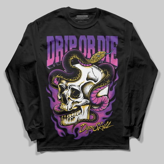 PURPLE Sneakers DopeSkill Long Sleeve T-Shirt Drip or Die Graphic Streetwear - black