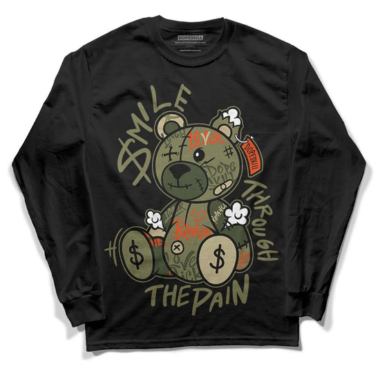 Olive Sneakers DopeSkill Long Sleeve T-Shirt Smile Through The Pain Graphic Streetwear - Black