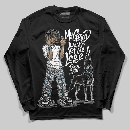 Black and White Sneakers DopeSkill Long Sleeve T-Shirt My Grind Won't Let Me Lose Graphic Streetwear - Black