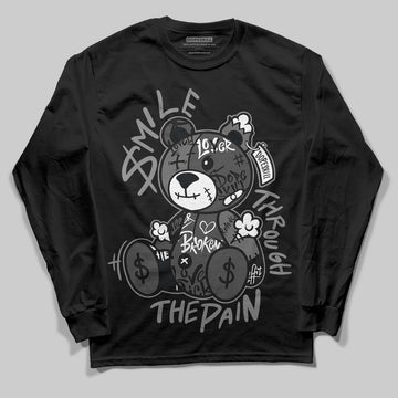 Jordan 4 “Black Cat” (2025) DopeSkill Long Sleeve T-Shirt Smile Through The Pain Graphic Streetwear - Black