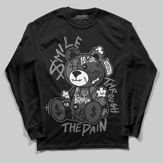 Jordan 4 “Black Cat” (2025) DopeSkill Long Sleeve T-Shirt Smile Through The Pain Graphic Streetwear - Black