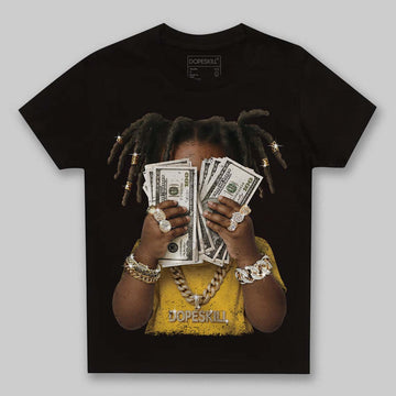 Yellow Sneakers DopeSkill Toddler Kids T-shirt Rich Youth Graphic Streetwear  - Black