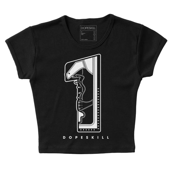 Jordan 1 High OG “Black/White” DopeSkill Women's Crop Top No.1 Graphic Streetwear - Black